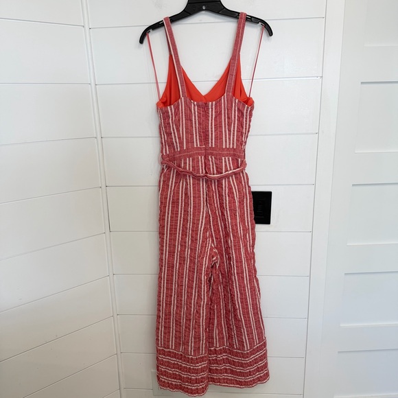 Anthropologie ETT:TWA Robin Striped Cropped Jumpsuit In Red 23674 - Picture 4 of 13